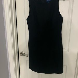 Women black dress, zipper in back, size 8P, midi